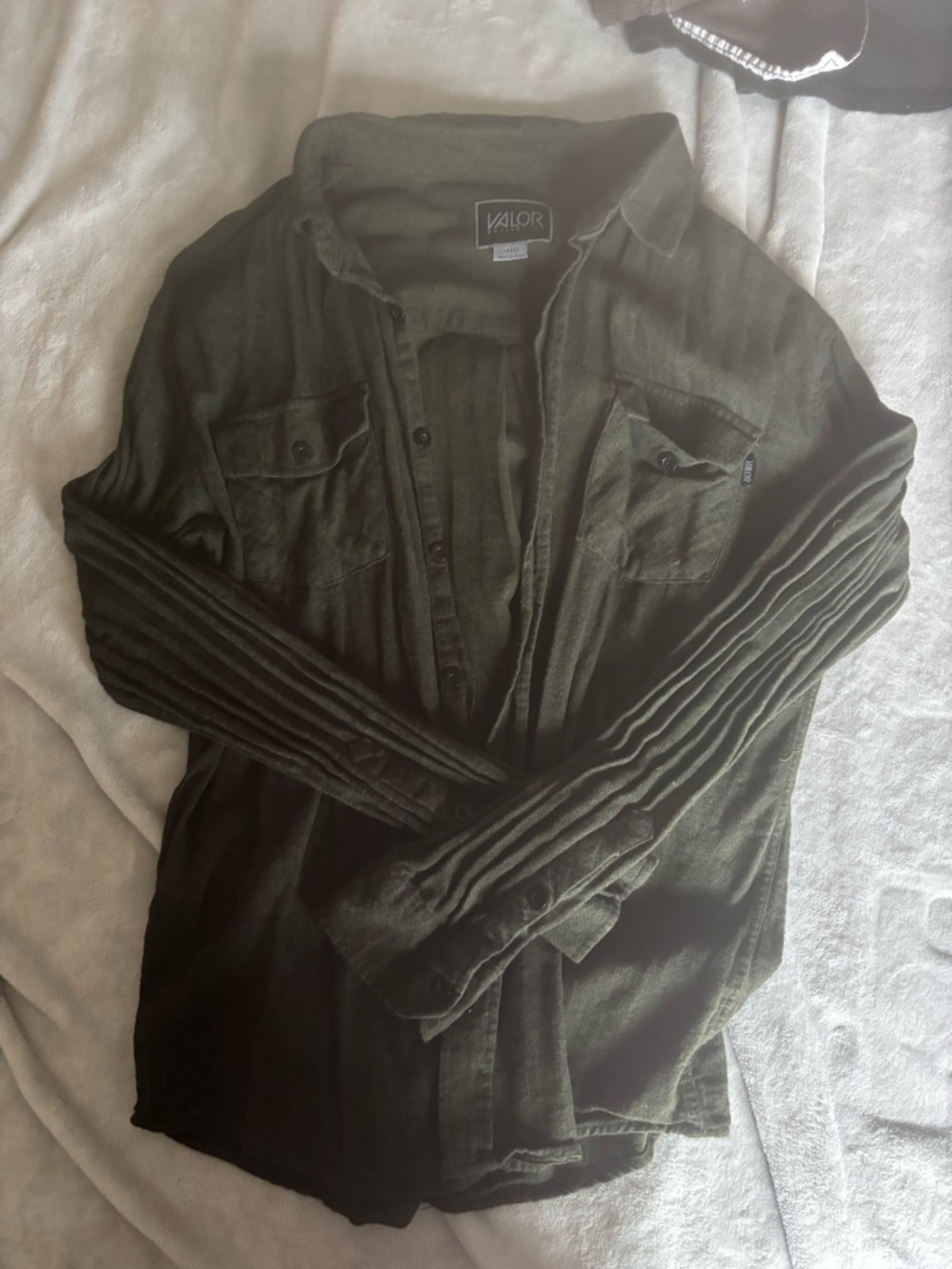 VALOR Men's Olive Green Button-Up Shirt Jacket